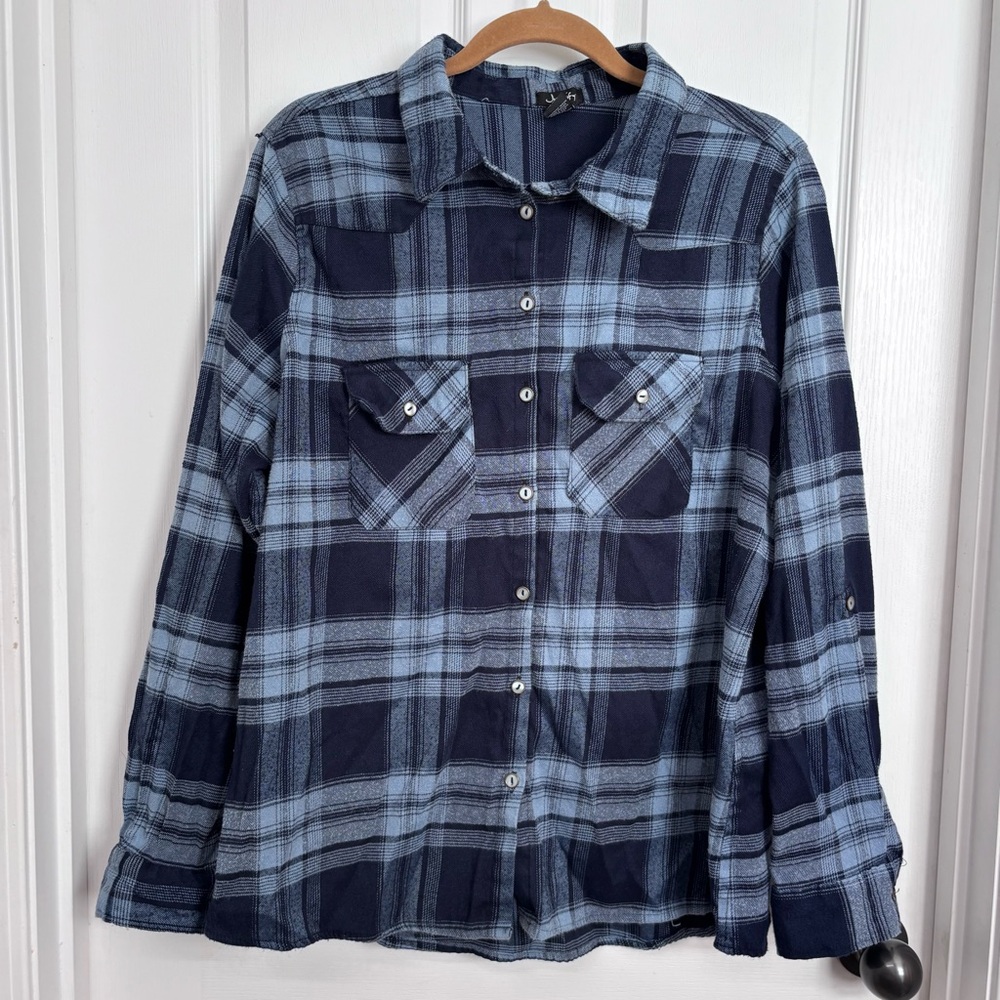 Blue Plaid Button-Down Shirt | Justify 2X